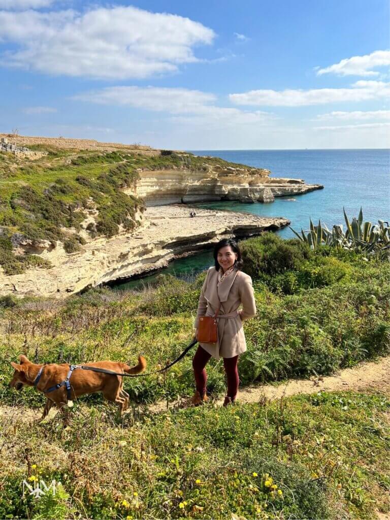 Beatrice exploring Malta while walking the dog